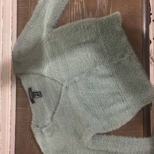 Green cropped button down sweater (size small)